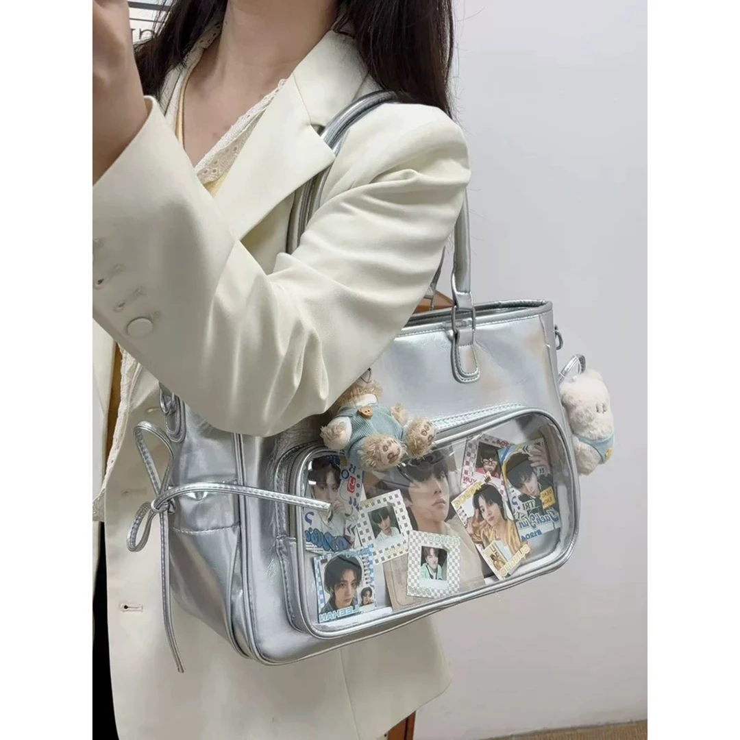 新款大容量通勤双肩追星痛包藏灯牌应援神器托特包简约单肩斜挎包