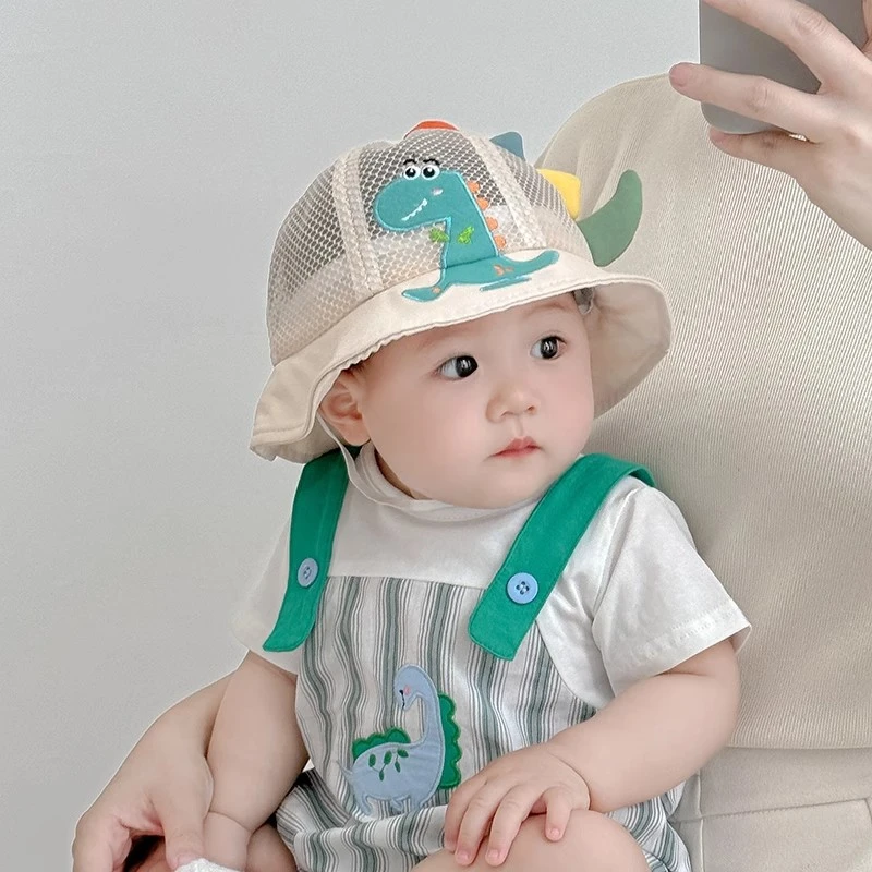 儿童帽子夏季薄款透气网眼可爱卡通渔夫帽男女宝宝遮阳防晒盆帽潮
