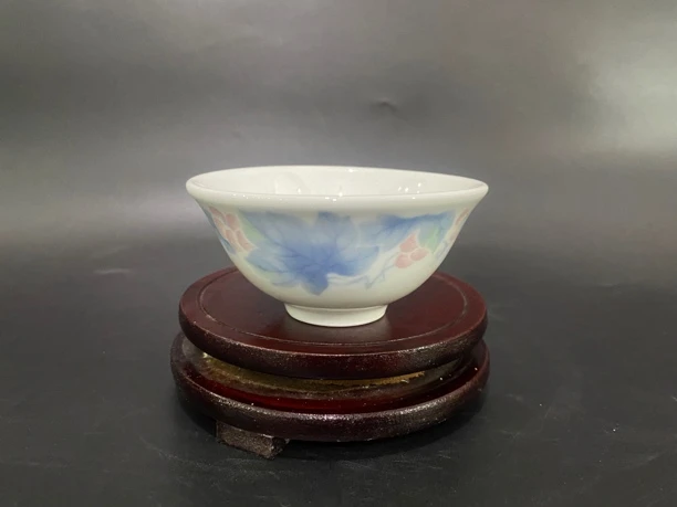 醴陵瓷群力葡萄花复古手工创意大号龙纹功夫茶碗家用白瓷