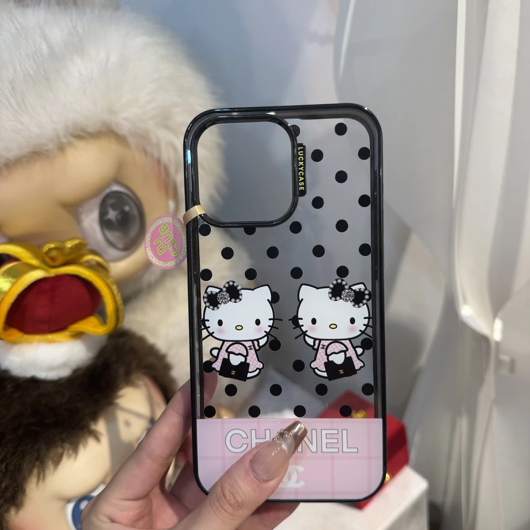 轻奢波点hellokitty适用于iPhone15亚克力16pro防摔16promax壳