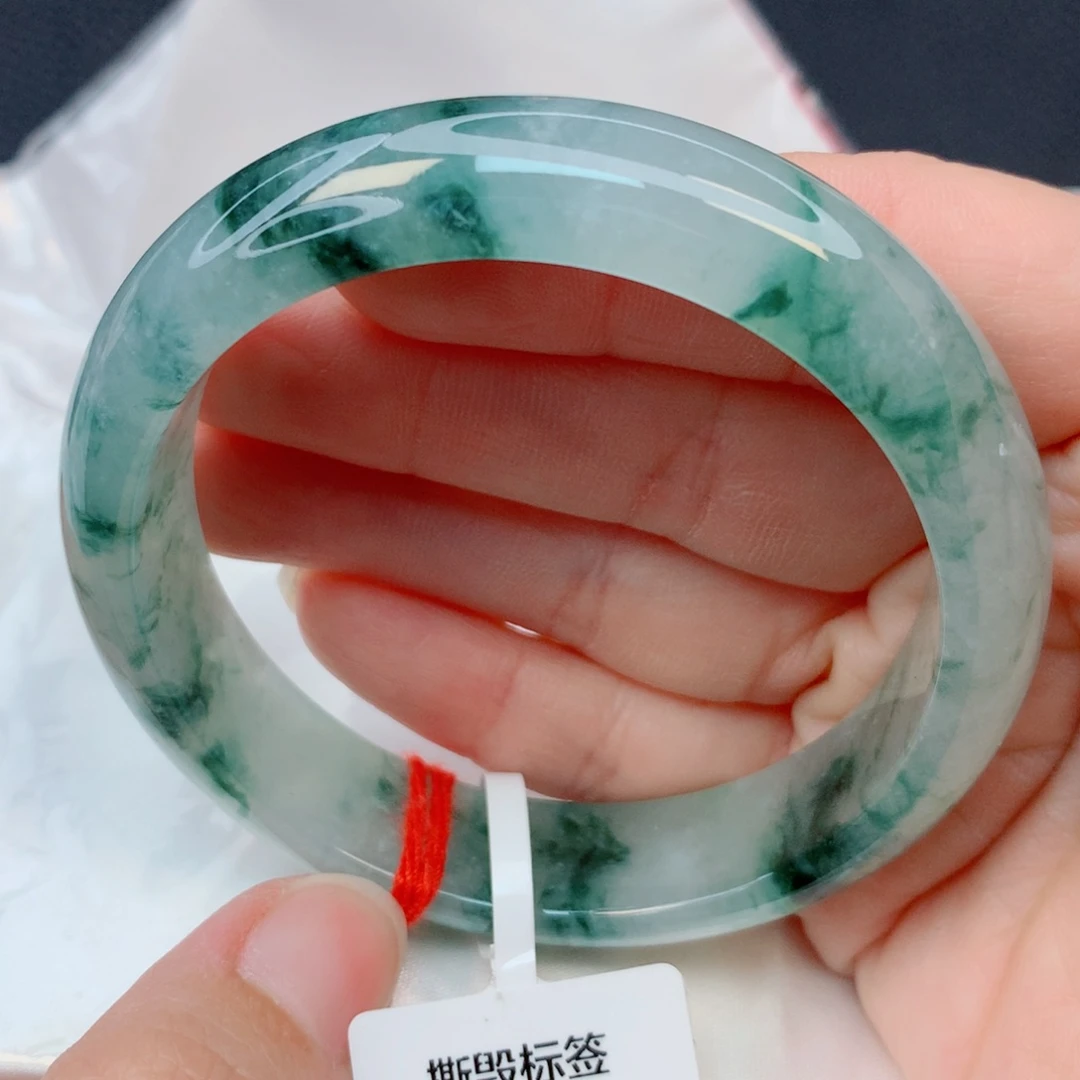 翡翠未镶嵌手镯54-55冰透满天星飘花
