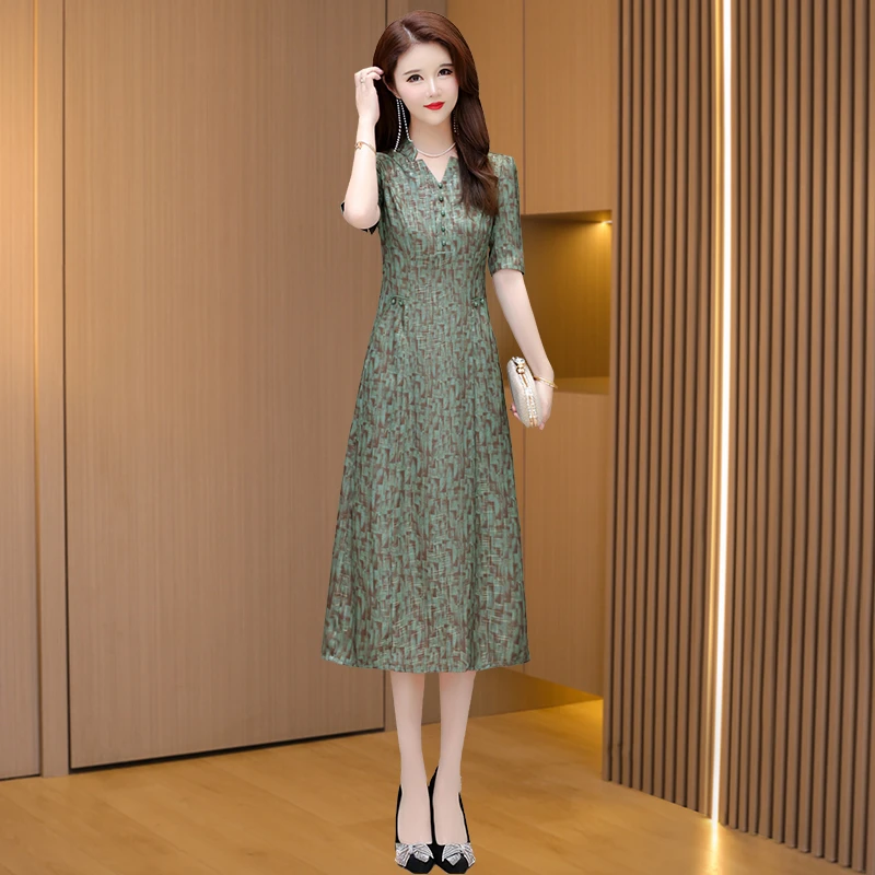 【可蓓儿】新中式国风气质连衣裙女夏2025新款高级感十三行显瘦裙子