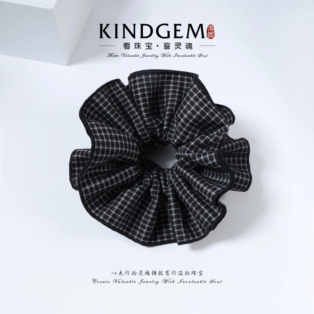KindGem 格纹撞色氛围感气质百搭发饰大肠发圈发绳头绳 C-43917