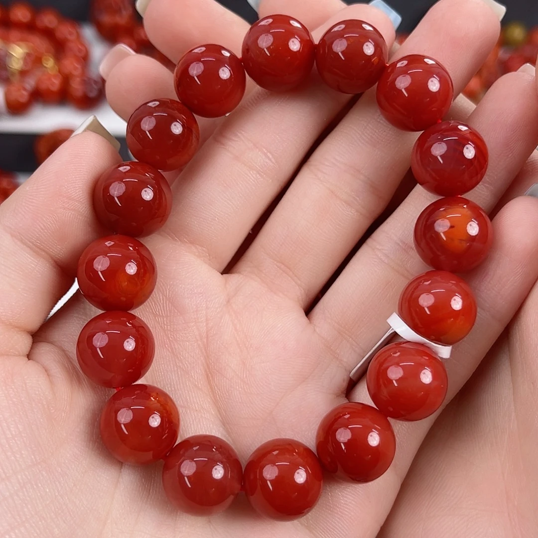 南红玛瑙未镶嵌瓦西牛血锦红13mm手串