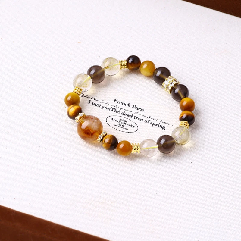 天然黄水晶金虎眼黄塔晶设计小众手串金霸大综合手链D002