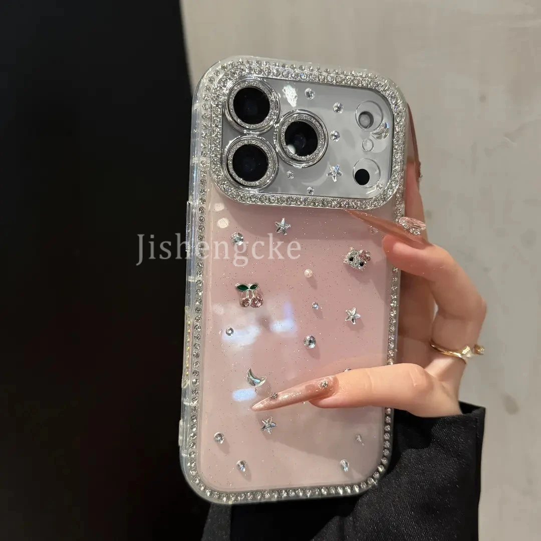 高级闪钻星星全包适用苹果17promax手机壳16小众15女款14唯美奢华