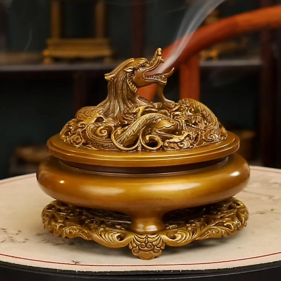 李迎春手工非遗铜香炉 大号飞龙在天熏炉 苏工纯铜精炼失蜡铸造