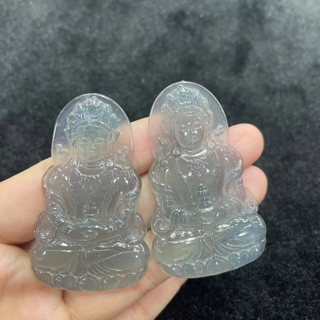 【玉经纶】32598/Q29-天然A货翡翠观音吊坠-多样性发其一