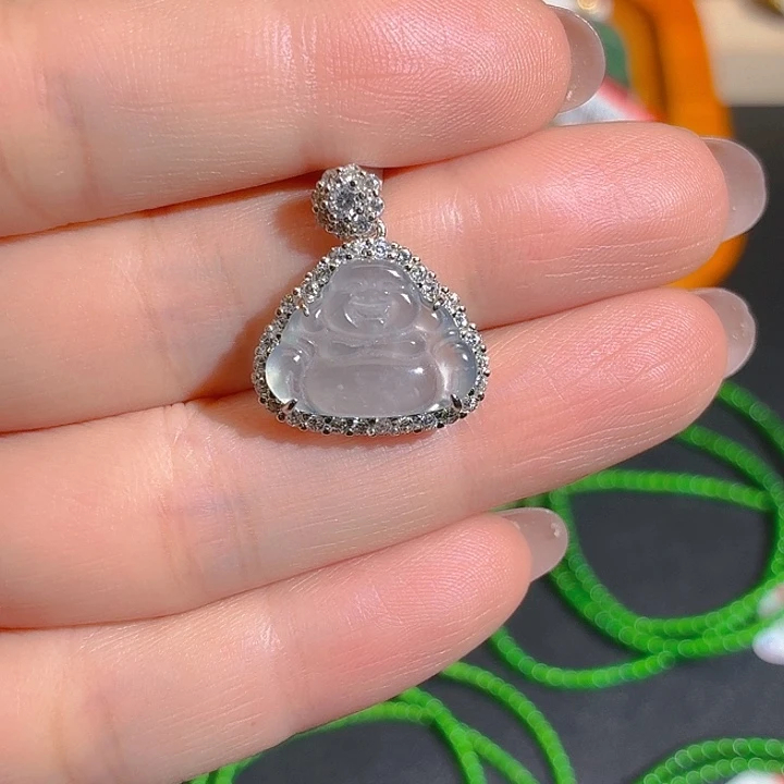 翡翠足银镶嵌颈饰福利吊坠058