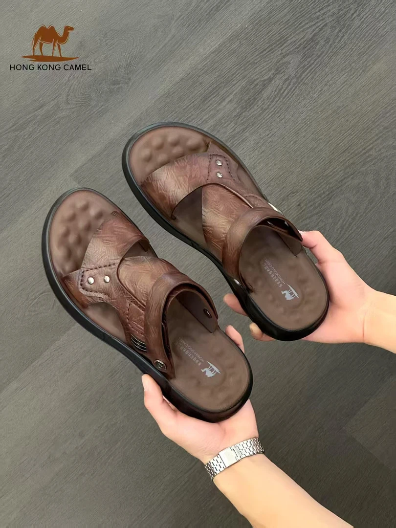 2530头层牛皮复古手工男士凉鞋