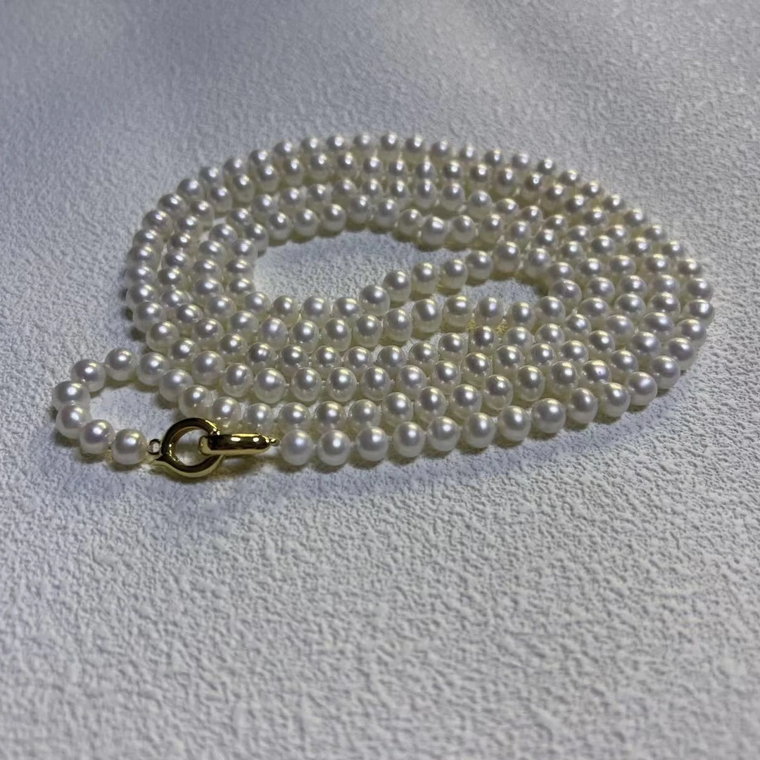 【珍珠小小】淡水珍珠 7-8mm强光无核珍珠毛衣链项链 120公分 90g