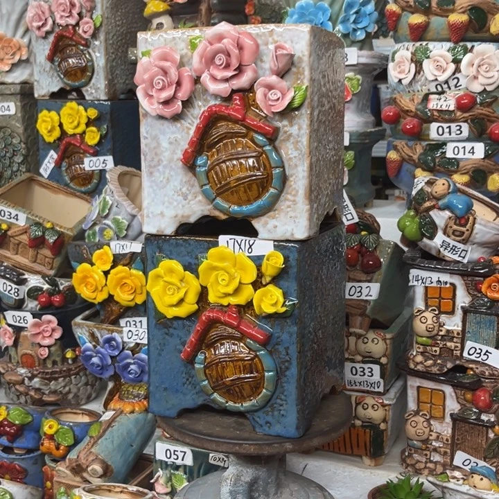 紫砂花盆粗陶材质多肉花盆