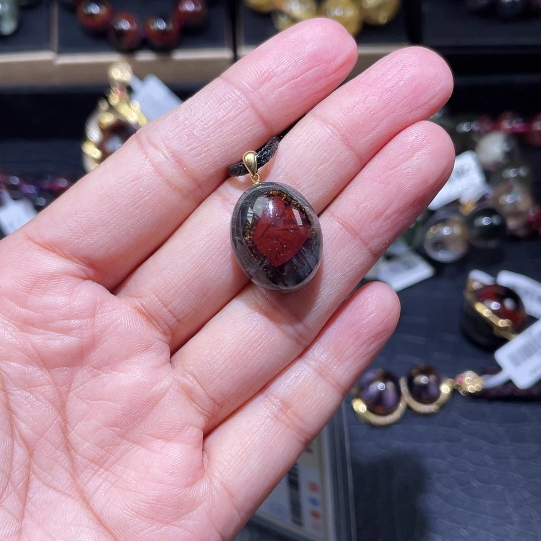 颈饰水晶18K金镶嵌极光吊坠