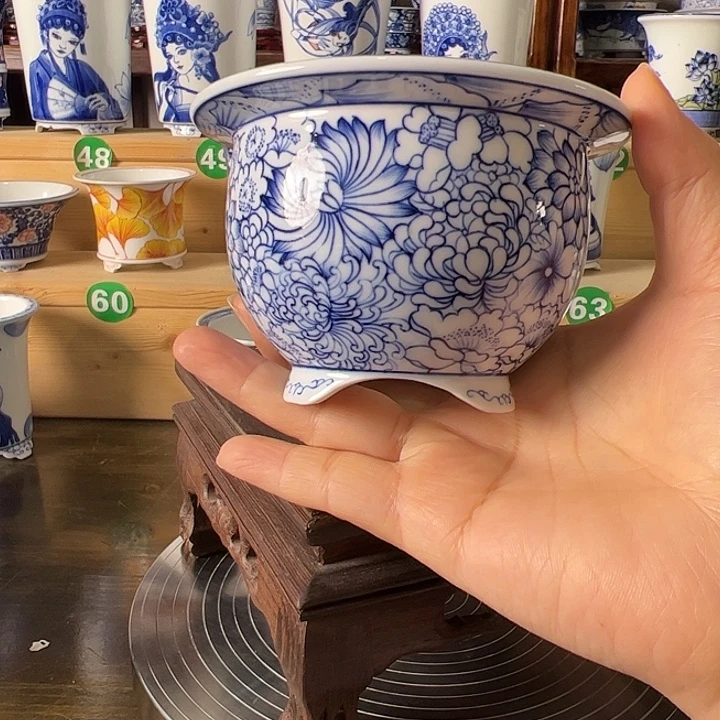 摆件墨奈手绘手工陶瓷花盆