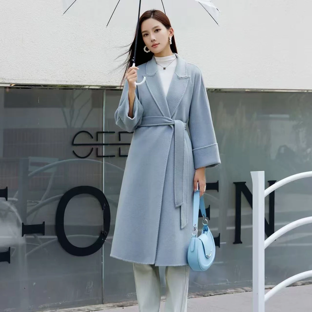 无印心匠A337 秋冬女羊毛外套中长款宽松收腰女时尚k1295