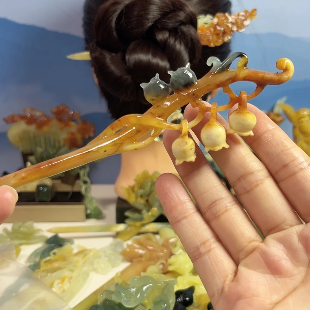 蛇纹石玉未镶嵌发饰玩***了