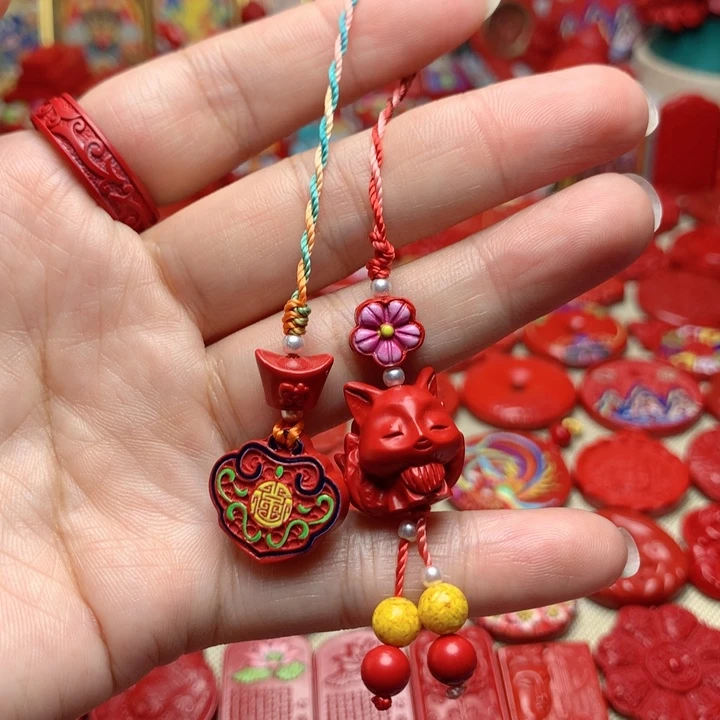 天然辰砂工艺品朱砂手机坠