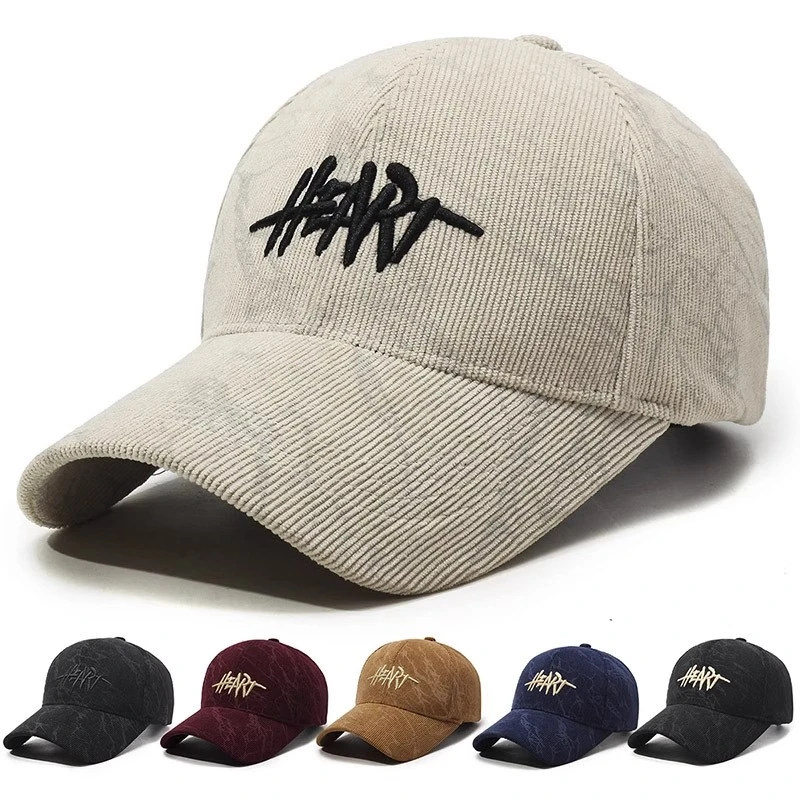 刺绣字母棒球帽男女秋冬灯芯绒帽子韩版2025新款显脸小百搭鸭舌帽