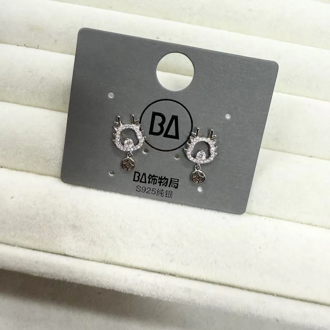 925银合成锆石耳饰 时尚简约百搭耳钉 1412
