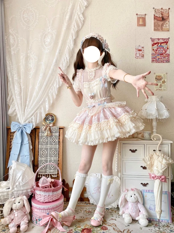 【葡萄脆脆Lolita】现货秒发lolita甜系SK洛丽塔狗短晚安熊原创可爱