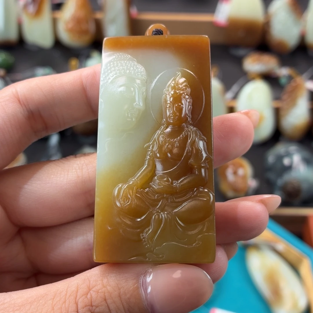 和田玉未镶嵌颈饰山**明