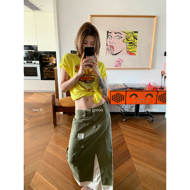 THREE GOOOD/三吉美式潮流印花赛车字母创意短袖T恤Y725Y06100