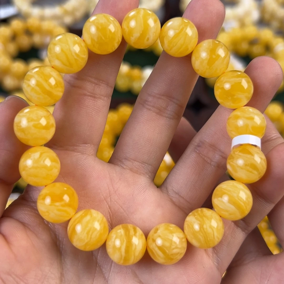 琥珀未镶嵌手链20.95g焦皮虎皮纹13mm tt