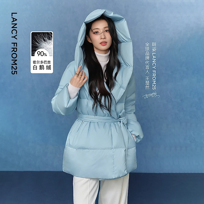 【王楚然同款】朗姿轻羽45°云90白鹅绒羽绒服设计感2025冬季新款