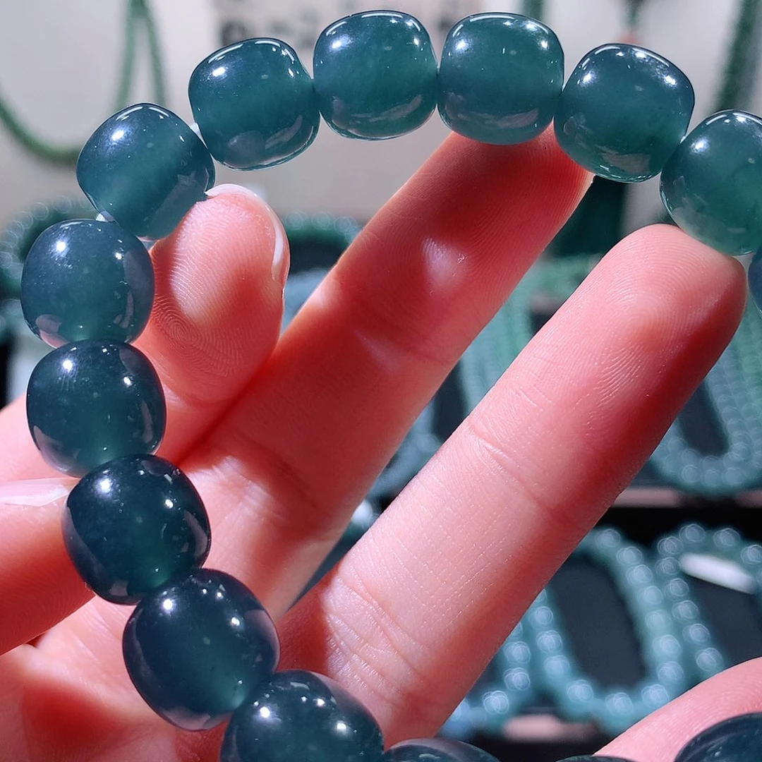 未镶嵌手链翡翠靑*天然a货翡翠手串