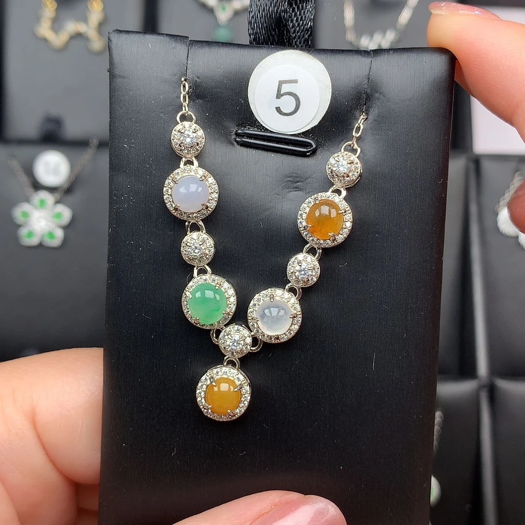 翡翠颈饰银S925镶嵌项链925