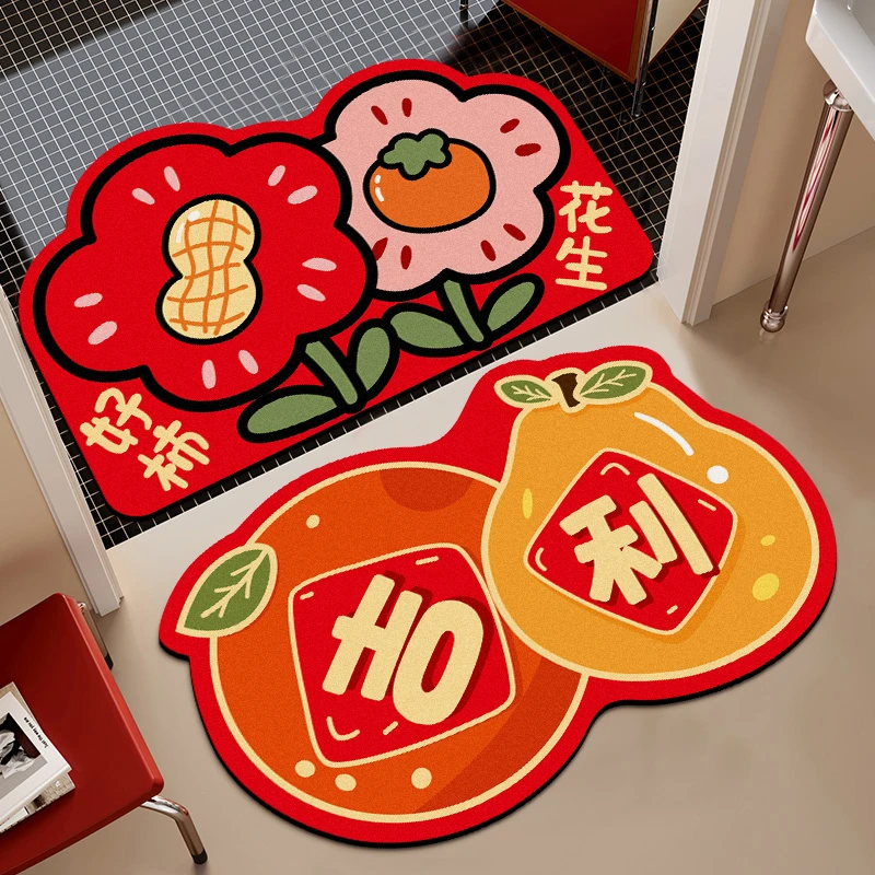 2025蛇年入户门地垫喜庆红色喜庆脚垫家用门口玄关蹭土防滑耐磨