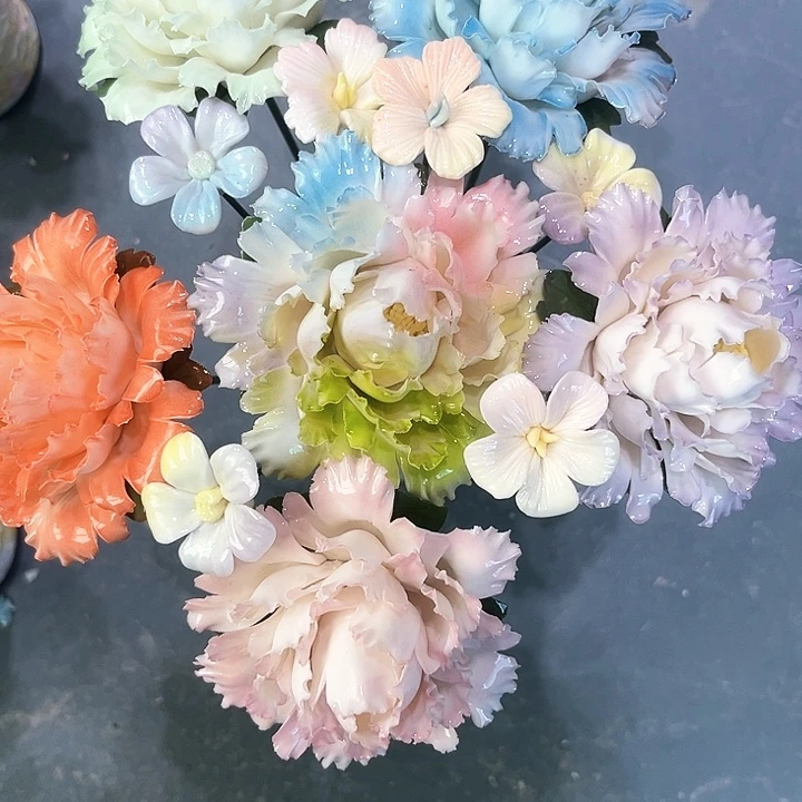 陶瓷花花摆件，花束