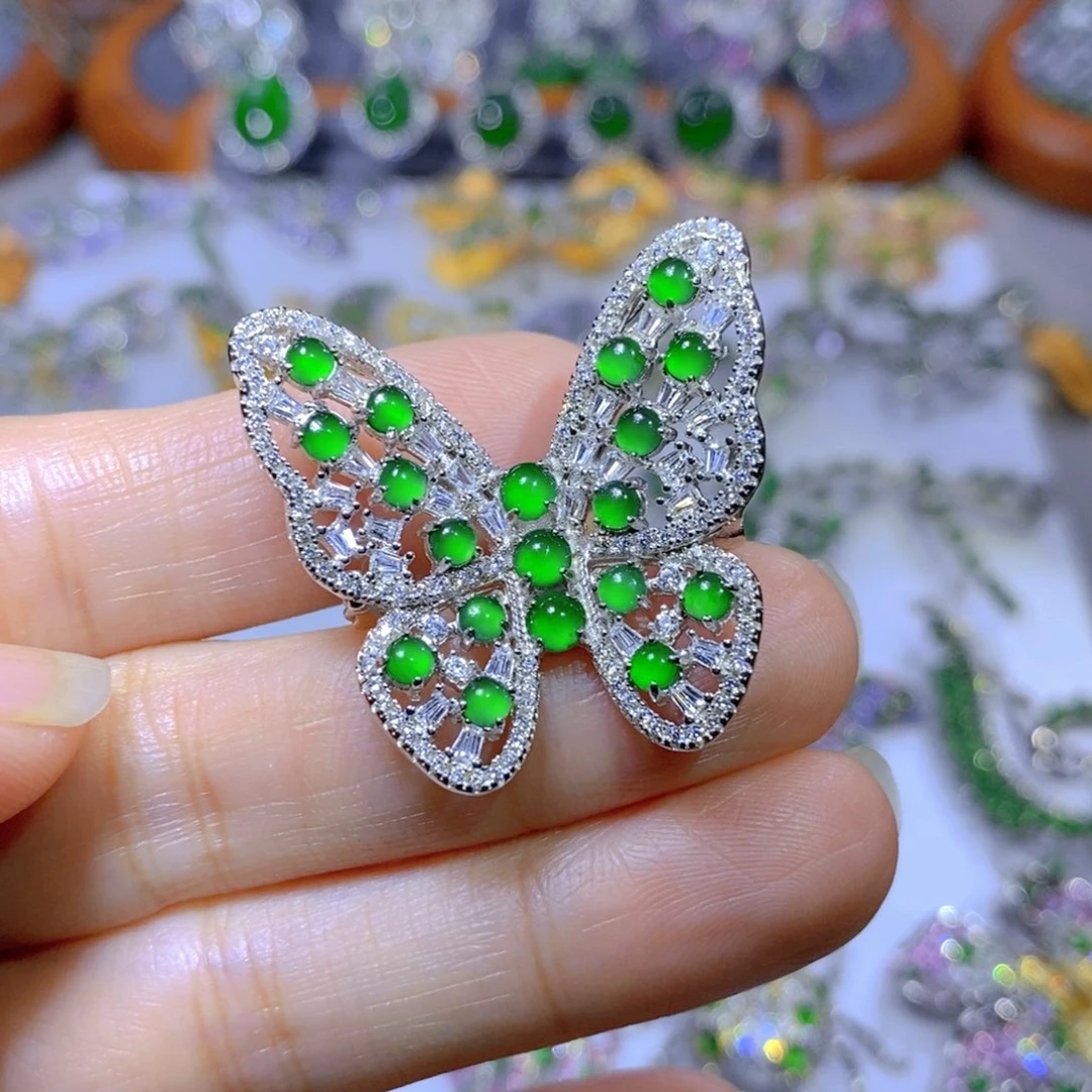 翡翠颈饰银S925镶嵌天然翡翠