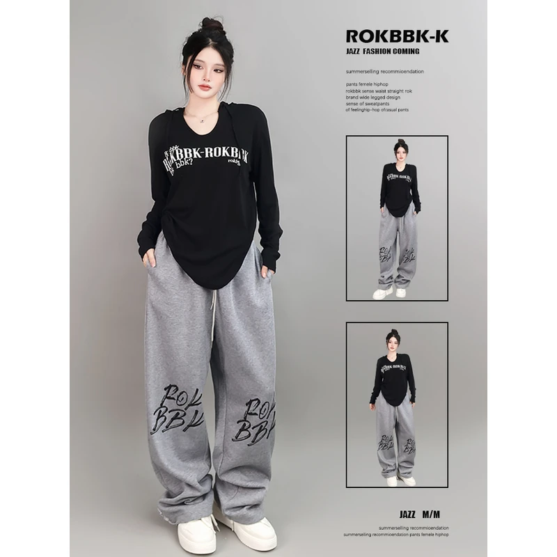 ROKBBK-K/布韩街舞潮牌休闲嘻哈爵士hiphop套装女jazz运动长裤