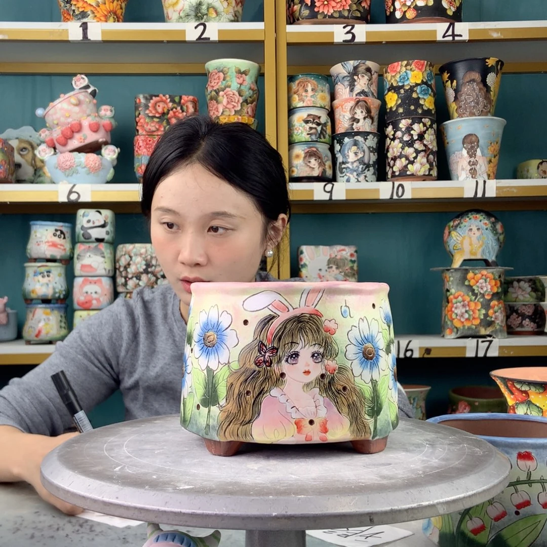 陶景德镇手工花盆607