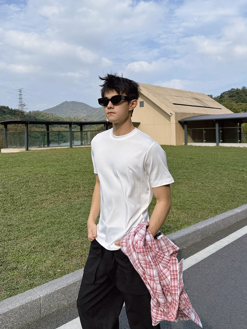 【原生松弛感】黑标 Bloom Studio简约高级短袖男圆领宽松百搭T恤