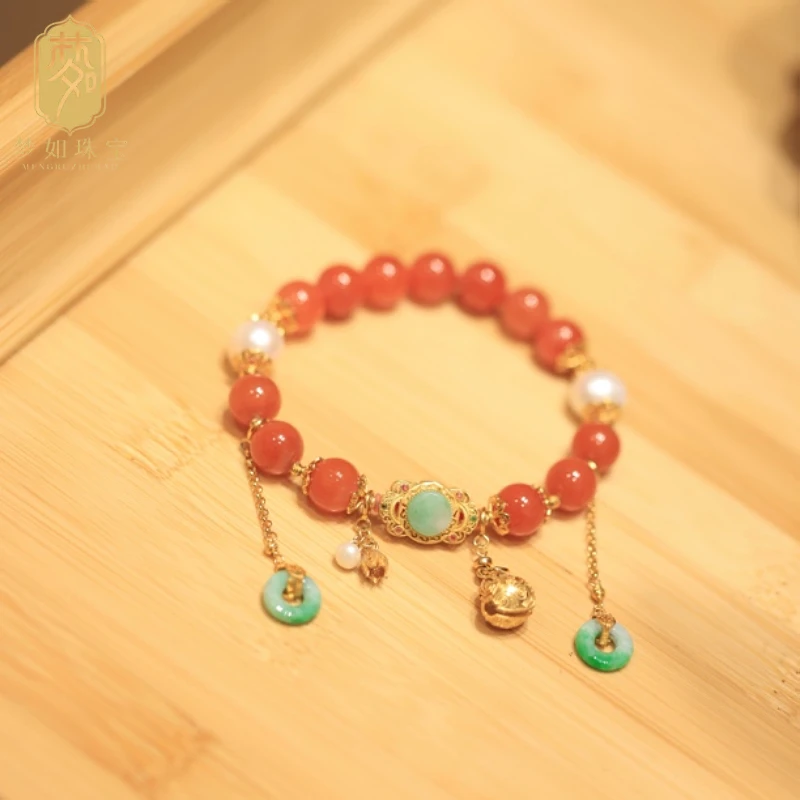 杏间·银镶南红珠珠手串SY品质珠宝首饰南红首饰