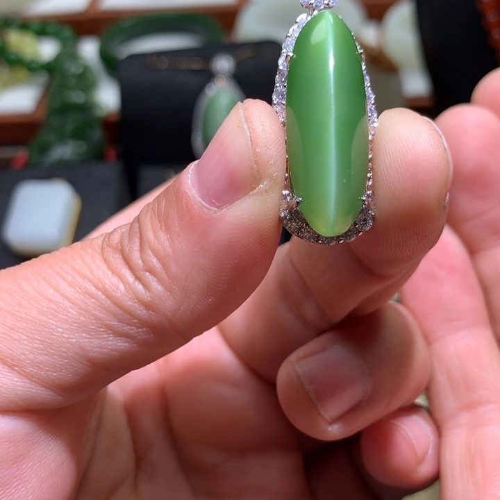 和田玉颈饰银S925镶嵌