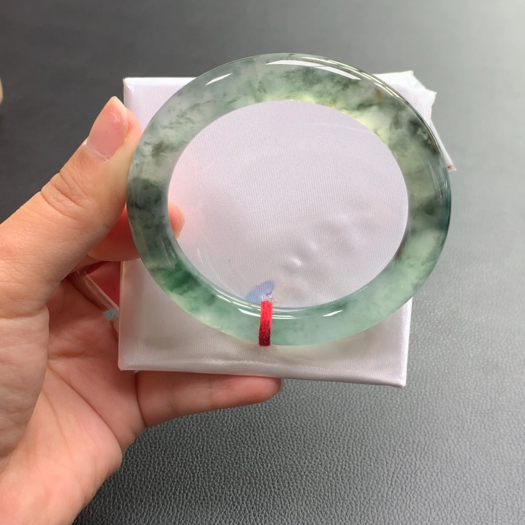 翡翠未镶嵌手镯21号56胖圆特色飘花具有收藏性强推强推