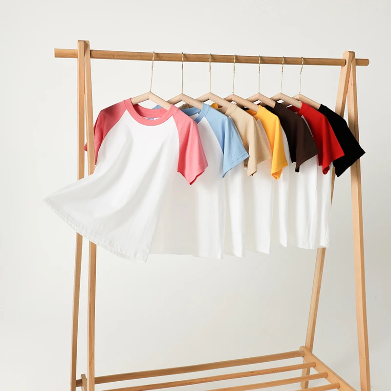 高品质童装纯棉t恤短袖圆领拼色宽松精梳棉透气宝宝上衣百搭外穿