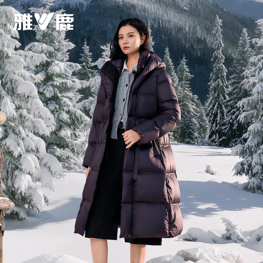 【明星同款】雅鹿时尚收腰系带长款羽绒服长款羽绒服女2026新款爆款