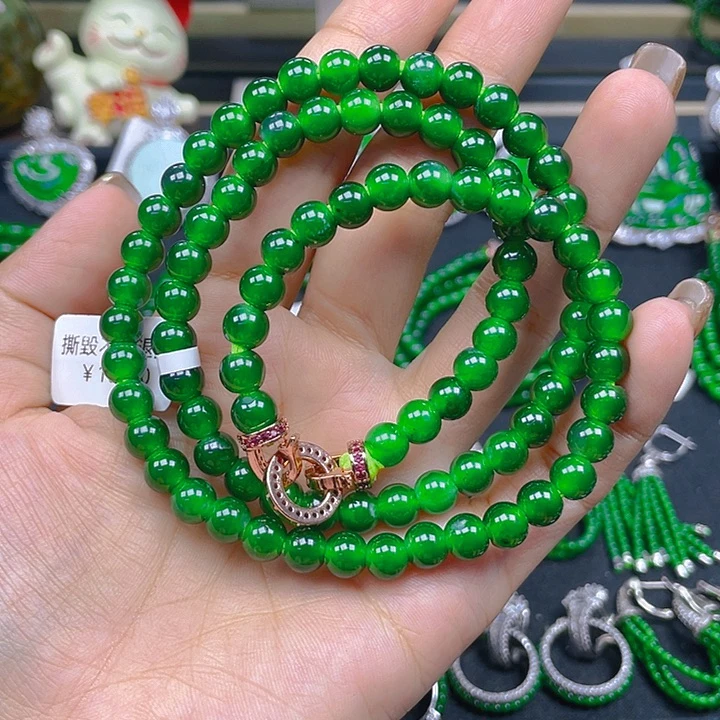 翡翠未镶嵌颈饰翡翠满色项链7