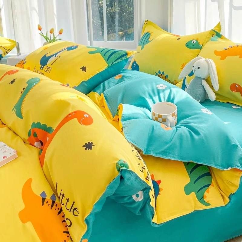 云瑾 A类纯棉四件套儿童卡通全棉床上用品床单被套男孩床笠三件套