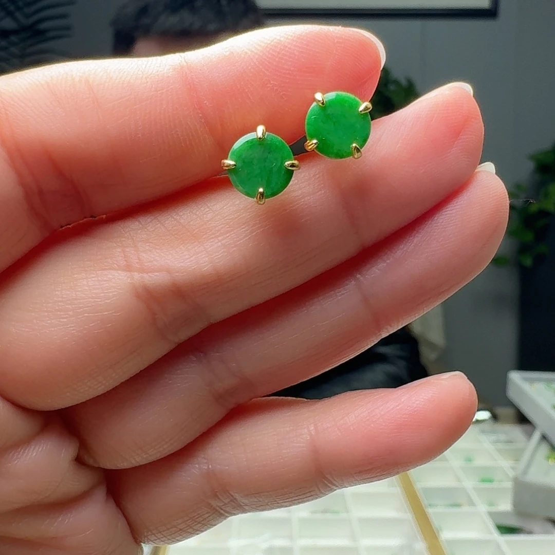 翡翠银S925镶嵌耳饰多样性发货其一