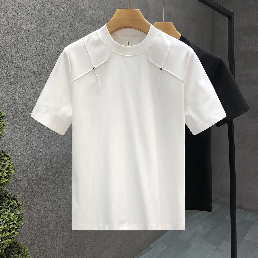郎的时尚帅气白色短袖t恤男潮牌痞帅青年上衣2025夏季新款半截袖