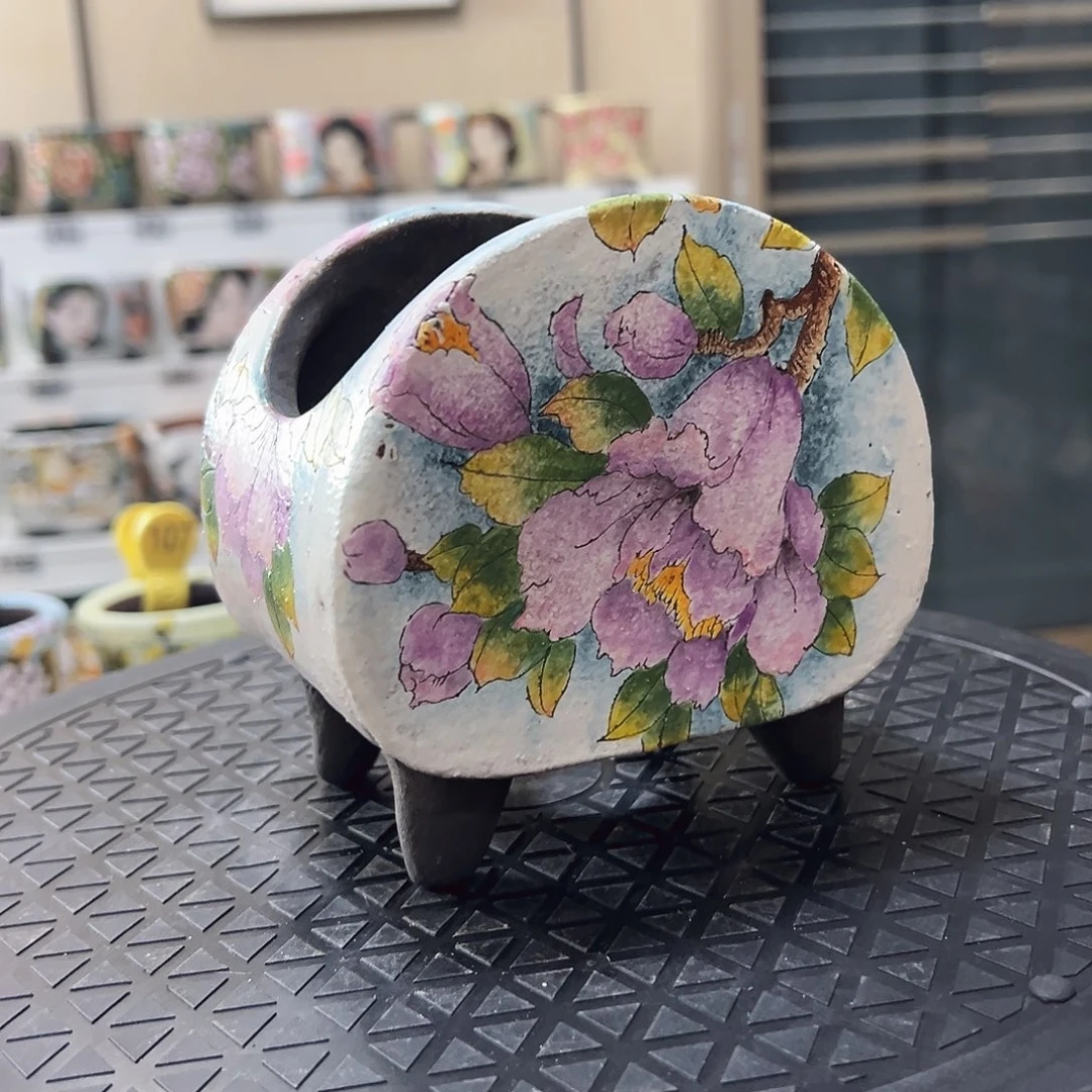 微微瑕手绘陶瓷花盆