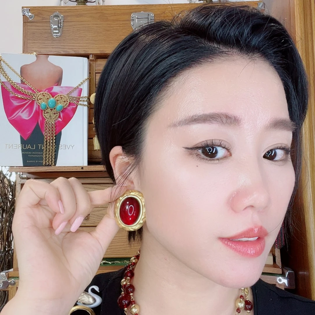 合金合成碳硅石铁合金Vintage琉璃耳夹