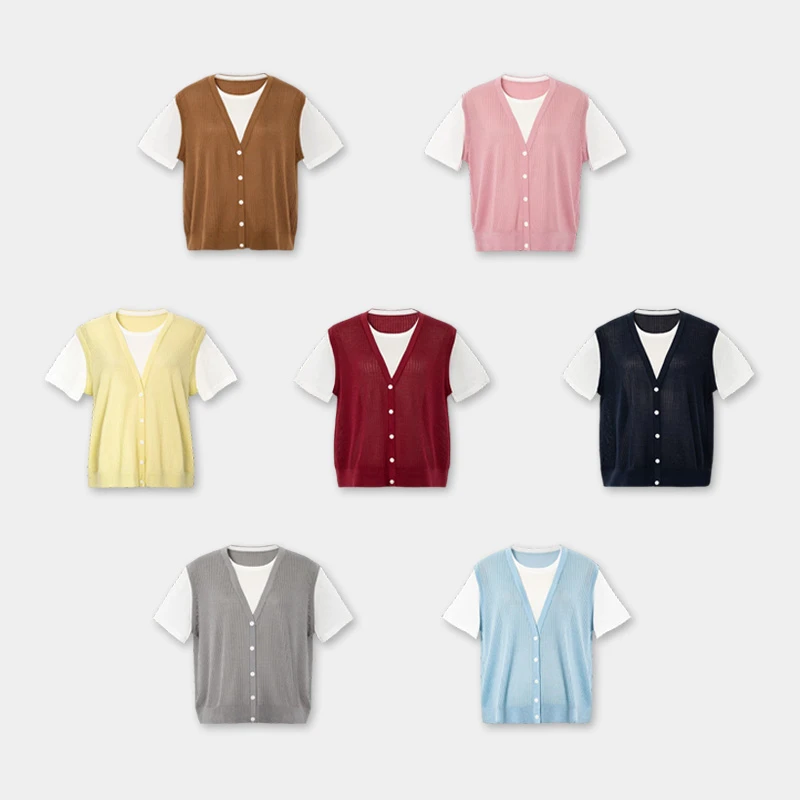 四月初九加大码女装胖MM2025夏天丝假两件针织T恤 七色力荐！