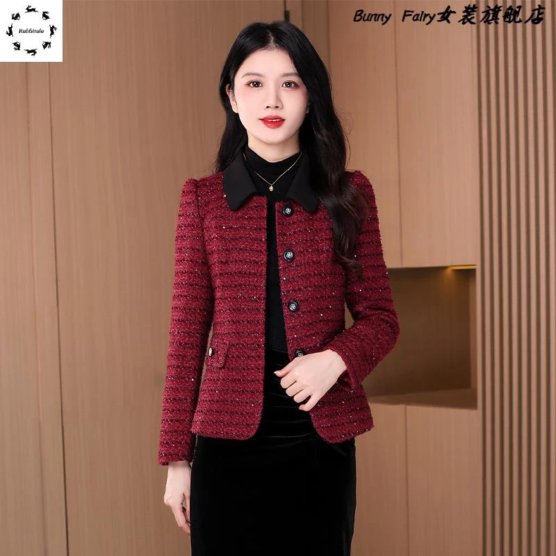 色小香风外套女春秋冬新款爆款妈妈【精品】品短款上衣名媛高级感