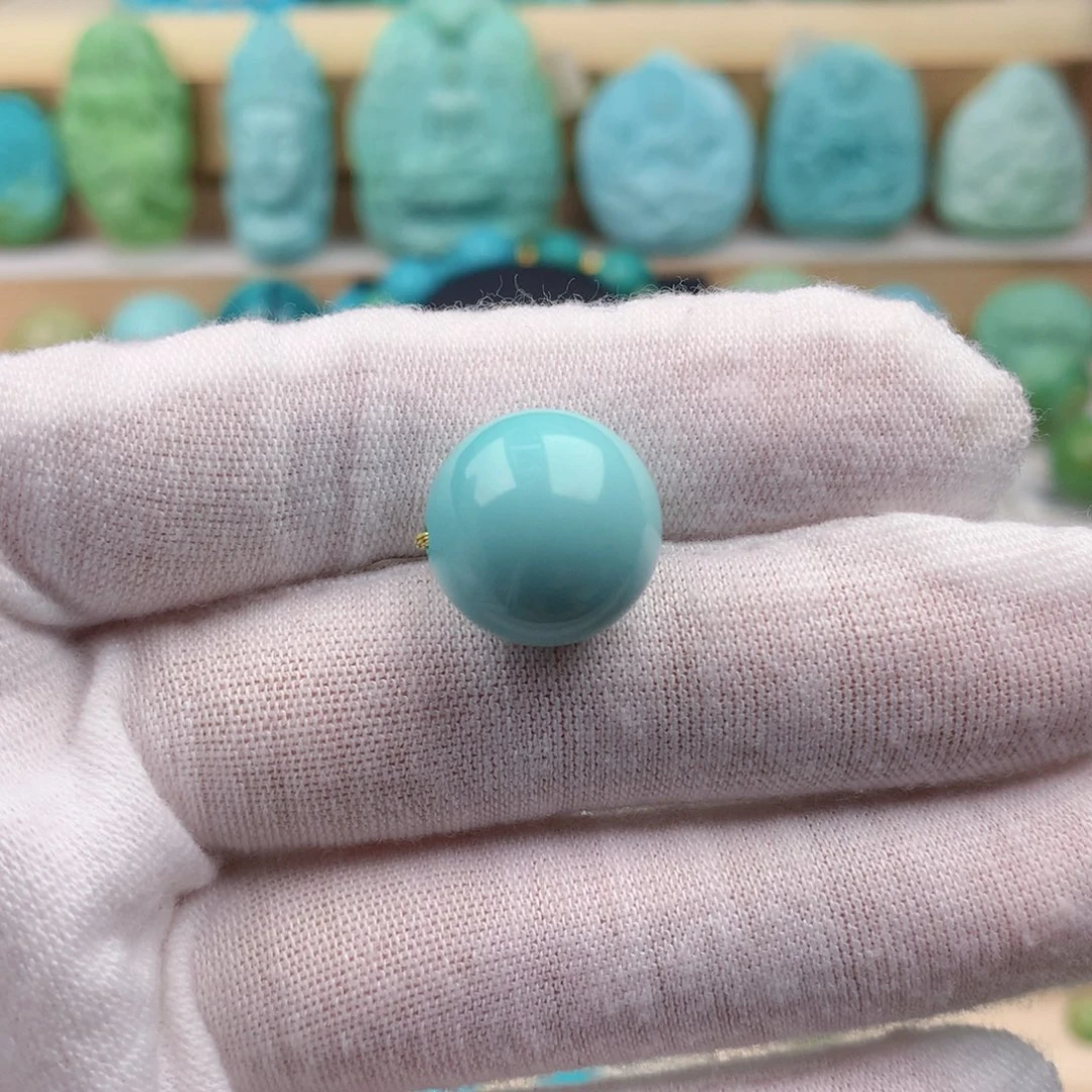 未镶嵌绿松石珠宝奇石14.6mm